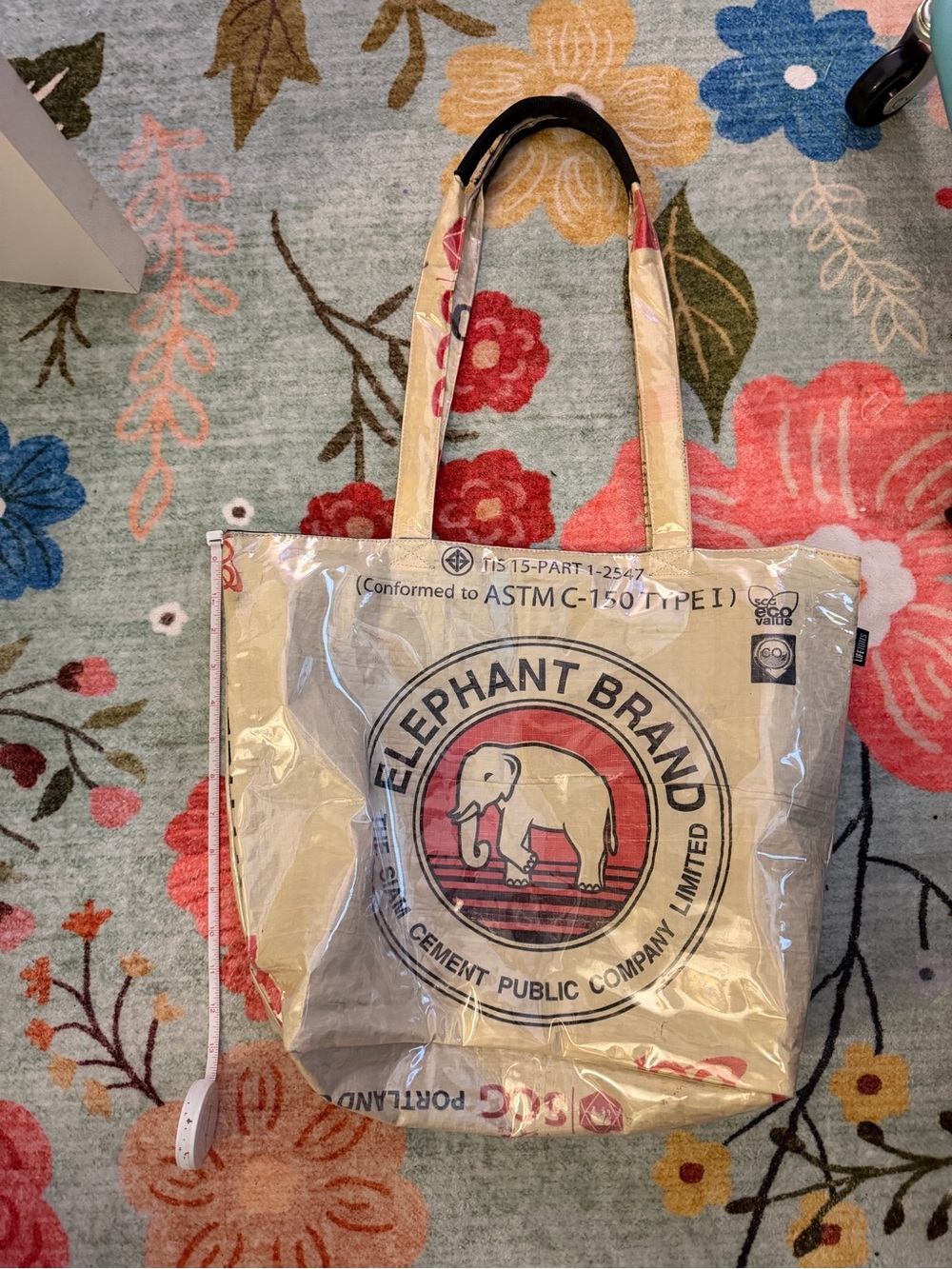 Elephant Brand Clear Tote Bag with Beige and Red Accents